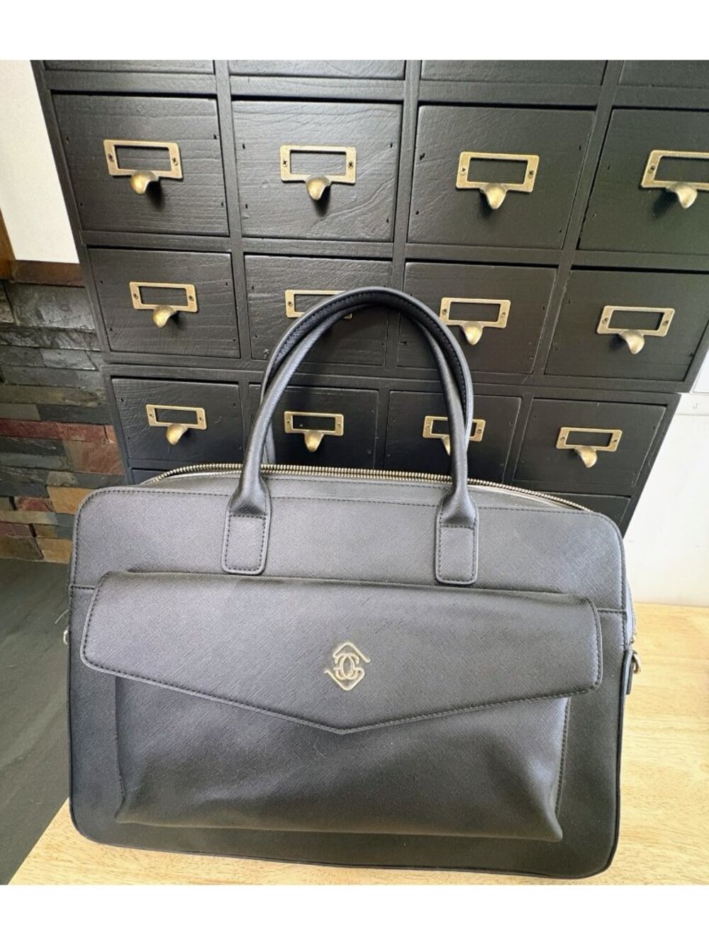 Glass and ladder co black bag with gold accents
